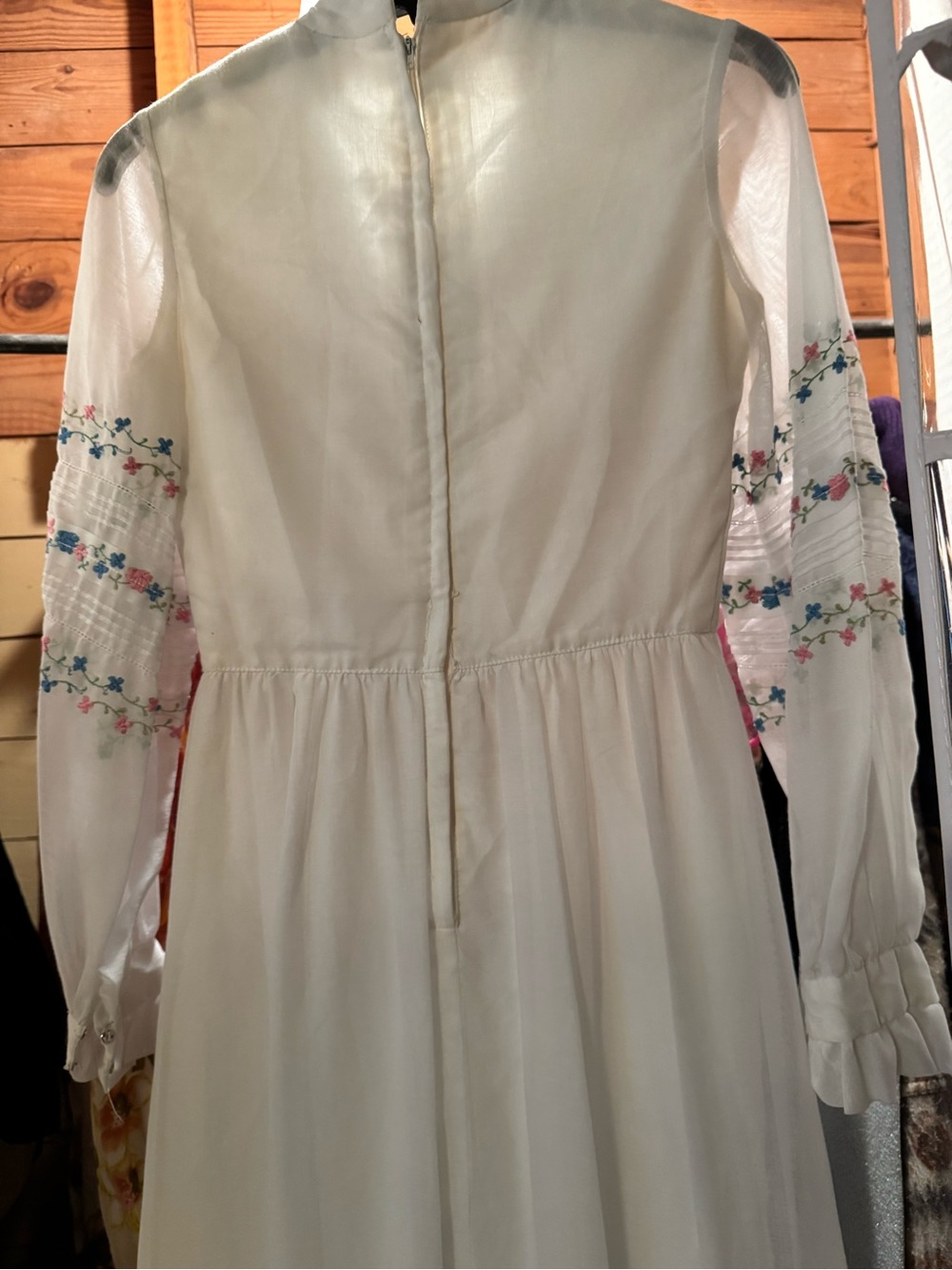Ivory Embroidered Ruffle-Trim Maxi Dress - Picture 8 of 10